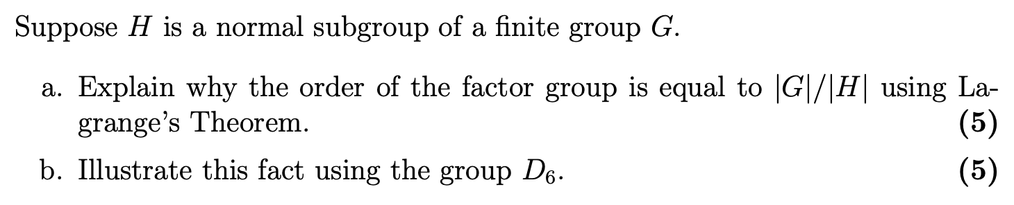 Solved Suppose H Is A Normal Subgroup Of A Finite Group G