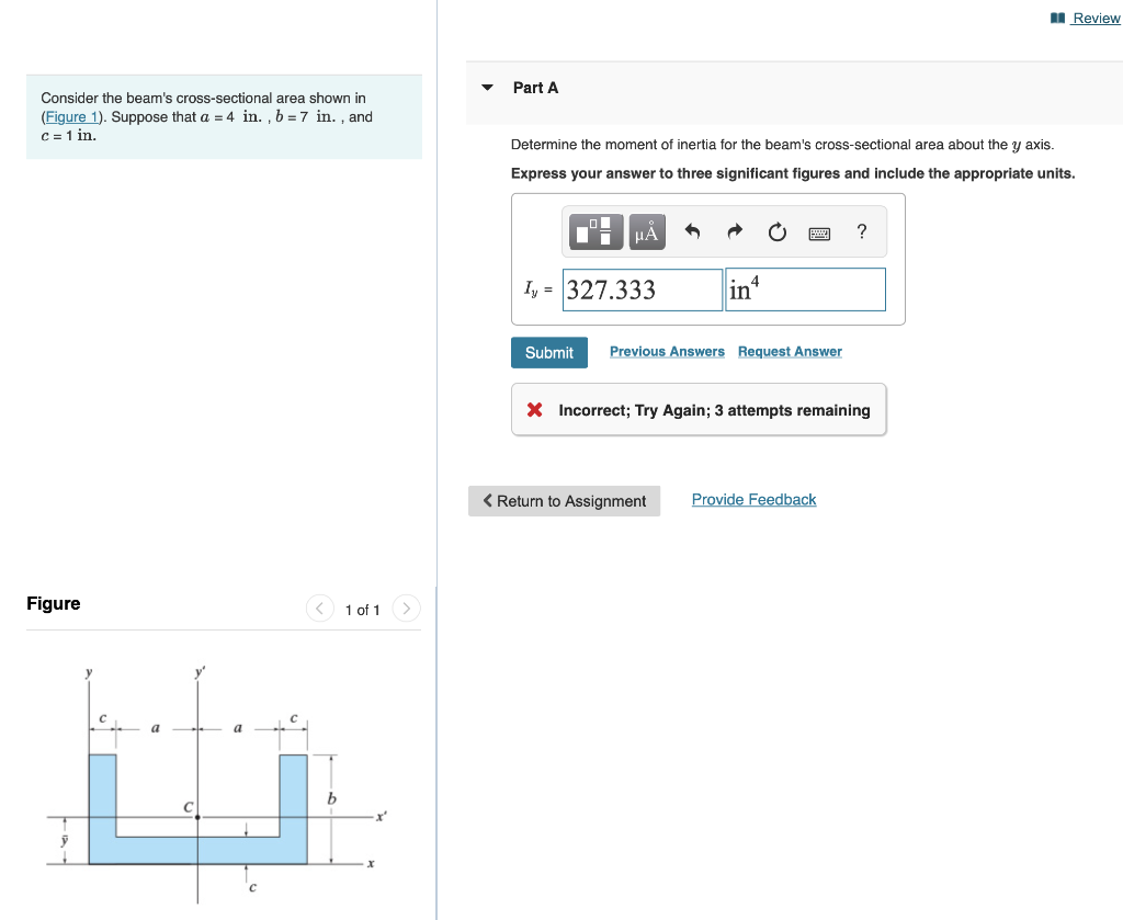 Solved Review Part A Consider The Beam's Cross-sectional | Chegg.com