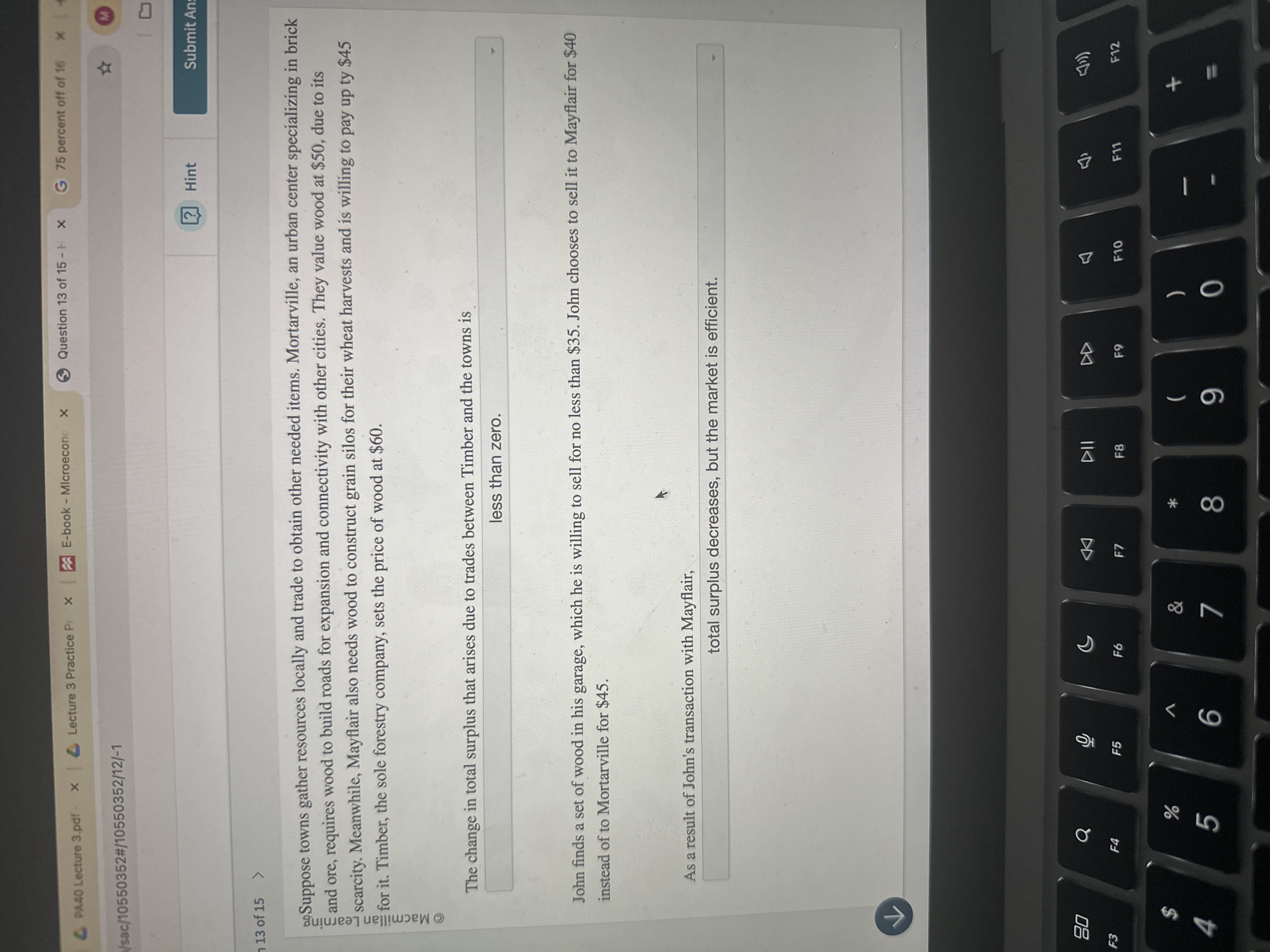 Solved The change in total surplus that arises due to trades | Chegg.com