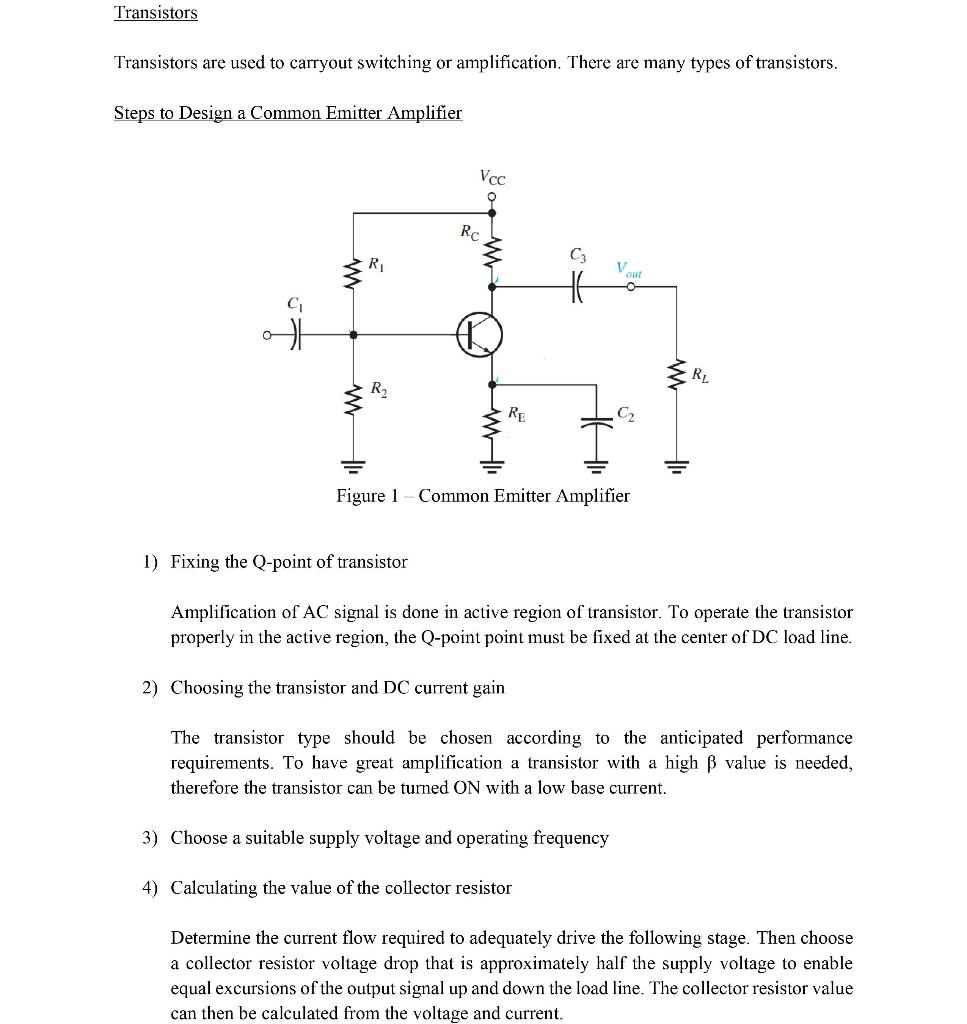 Solved PROBLEM STATEMENT Design a common emitter amplifier | Chegg.com