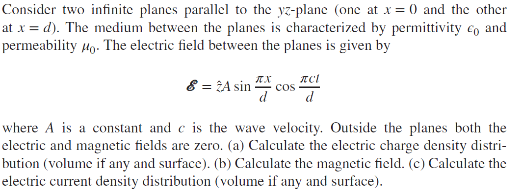 Solved Consider two infinite planes parallel to the yz-plane | Chegg.com
