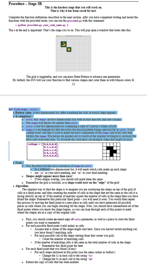 Procedure - Stage 3A Complete the function | Chegg.com