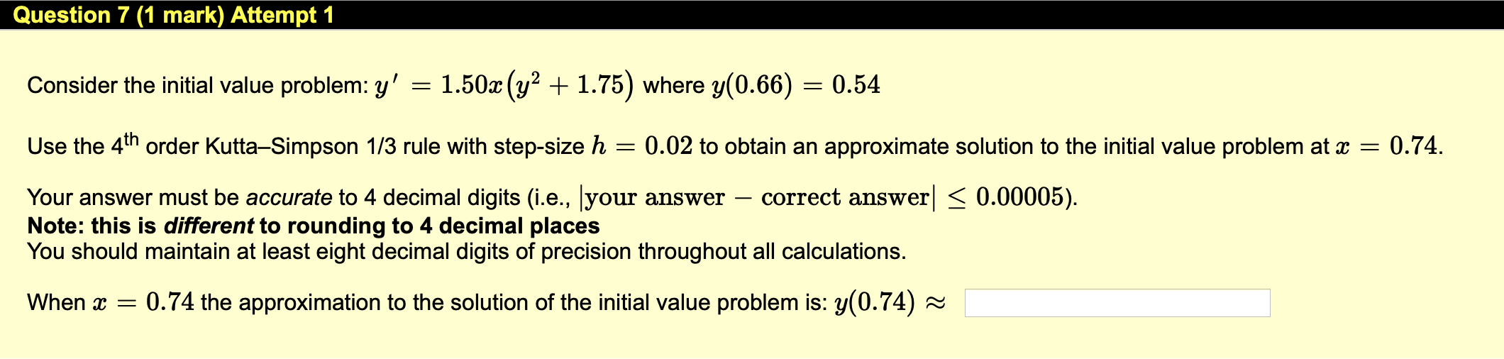Solved Question 7 (1 mark) Attempt Consider the initial | Chegg.com