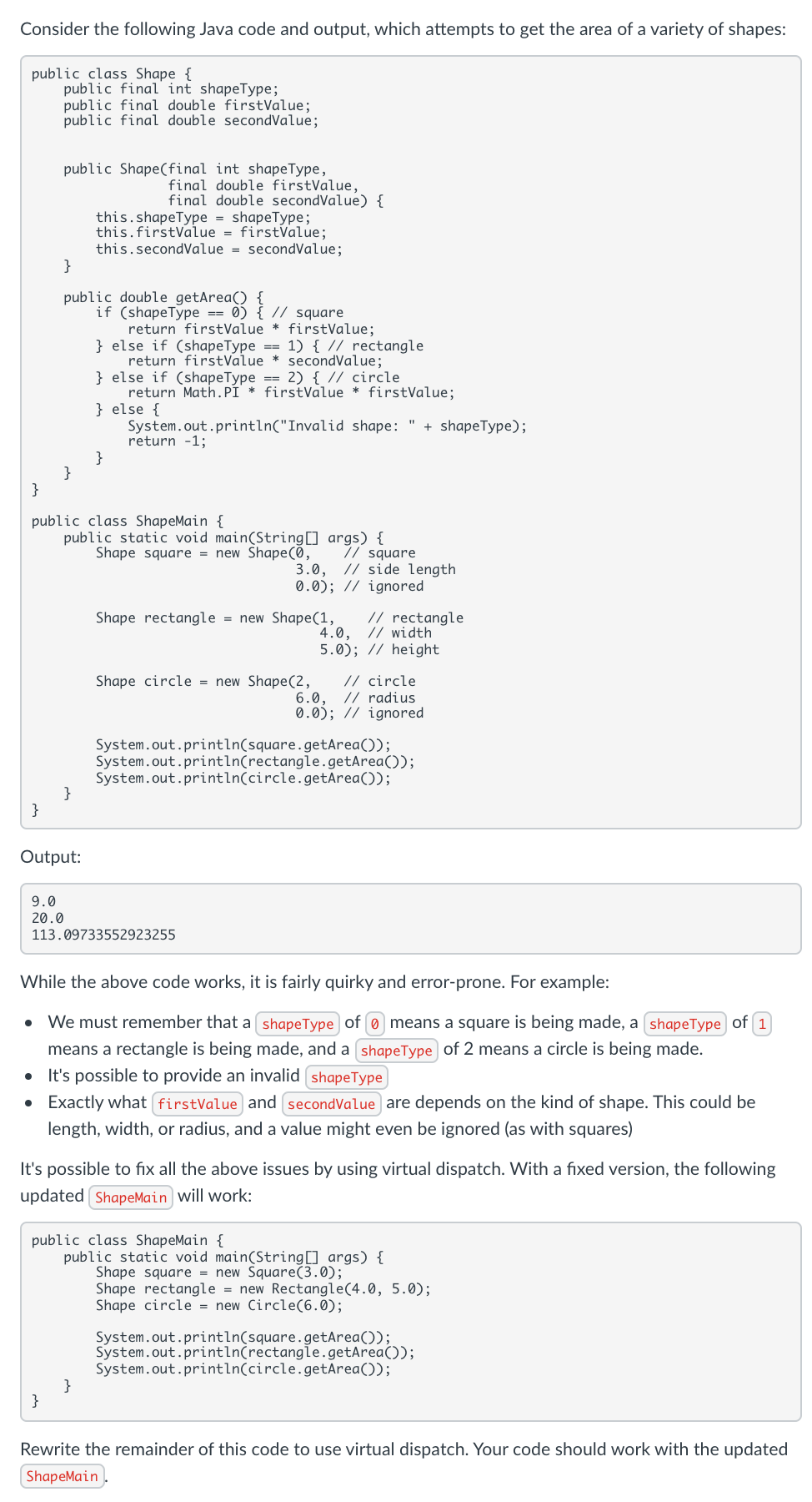 Solved Consider the following Java code and output, which | Chegg.com