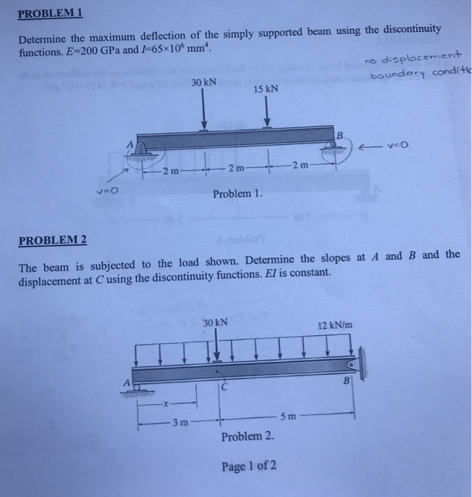 Solved PROBLEM 1 Determine the maximum deflection of the | Chegg.com