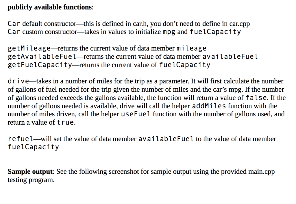 Solved Project Description: Complete the definitions of the | Chegg.com
