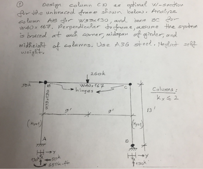 Design column CD as optimal W-section for the | Chegg.com