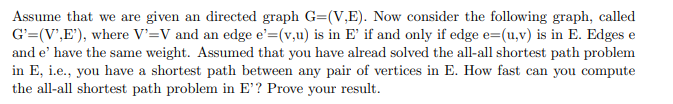 Solved Assume that we are given an directed graph G=(V,E). | Chegg.com