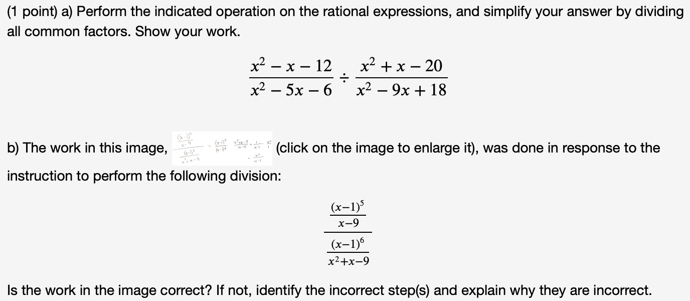 Solved (1 point) a) Perform the indicated operation on the | Chegg.com