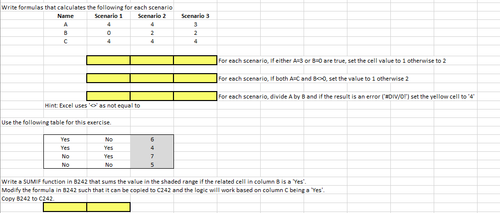 Write formulas that calculates the following for each | Chegg.com