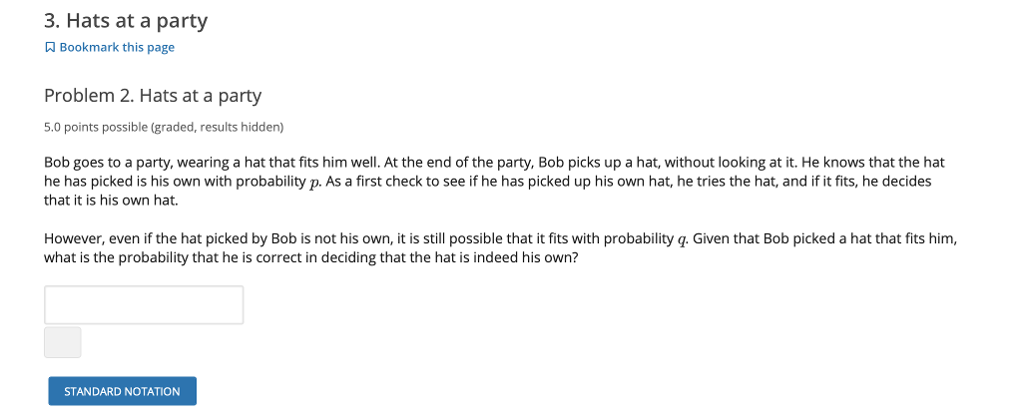 Solved 3. Hats at a party Bookmark this page Problem 2. Hats | Chegg.com