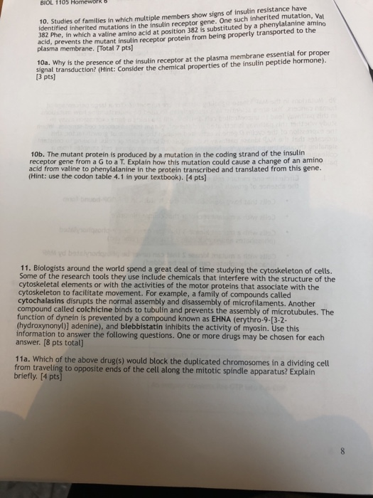 Solved BIOL 1105 Homework b 10. Studies of families in which | Chegg.com