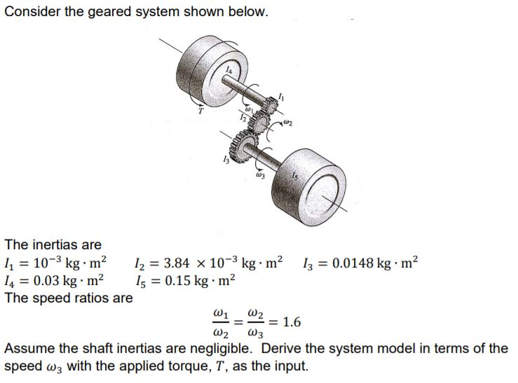 Solved Consider the geared system shown below. The inertias