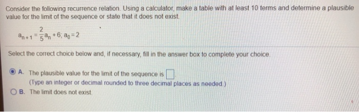 Solved Consider the following recurrence relation. Using a | Chegg.com