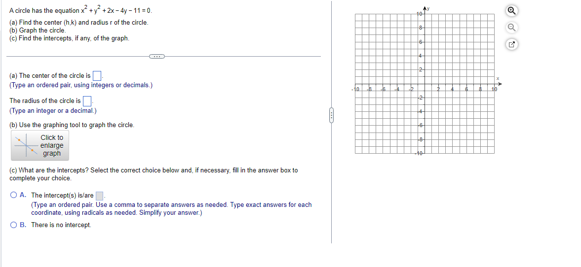 Solved A Circle Has The Equation X2+y2+2x−4y−11=0. (a) Find | Chegg.com