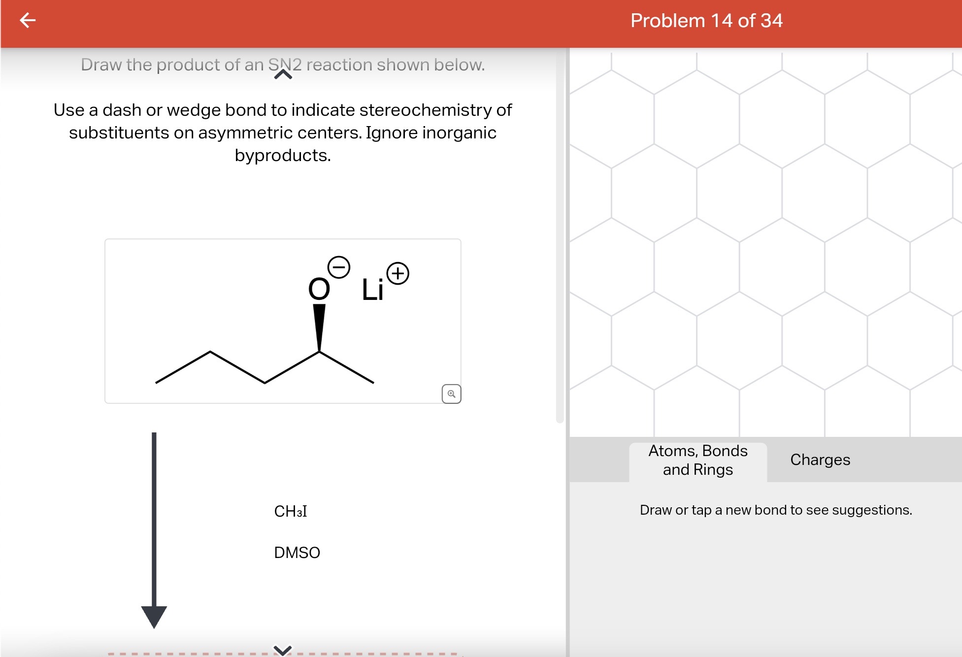 Solved Problem 14 Of 34 Draw The Product Of An SN2 Reaction | Chegg.com