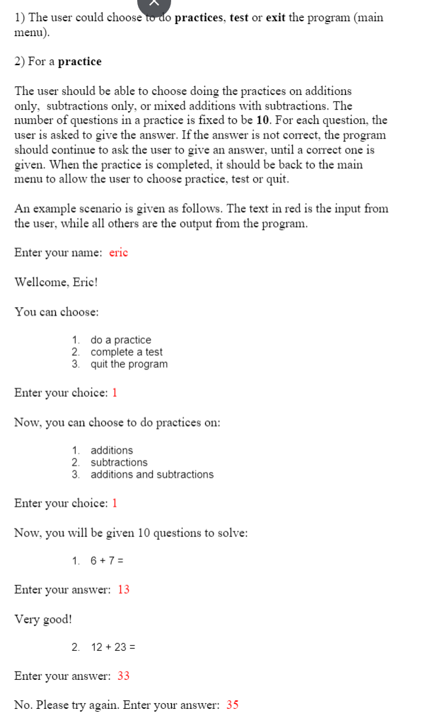 Solved In this lab task, you are to develop a simple CAI | Chegg.com