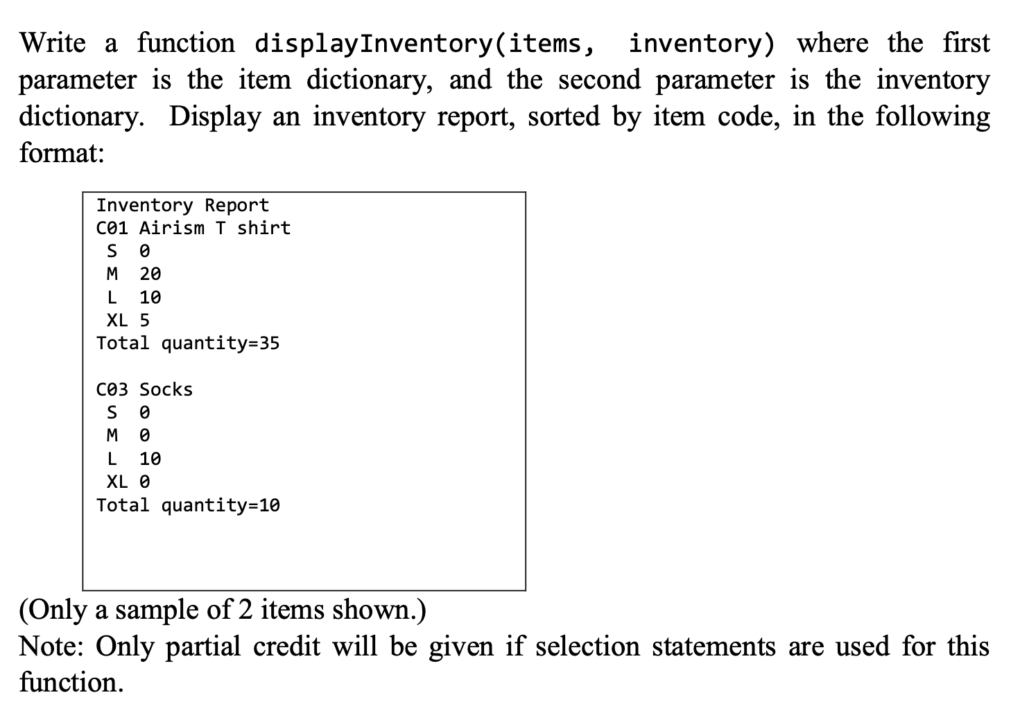 Solved A clothing store maintains inventory on items in | Chegg.com