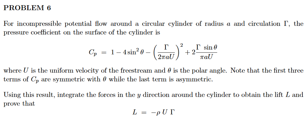 Solved For incompressible potential flow around a circular | Chegg.com