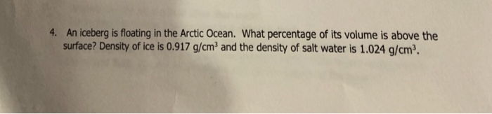 Solved 4. An Iceberg Is Floating In The Arctic Ocean. What | Chegg.com