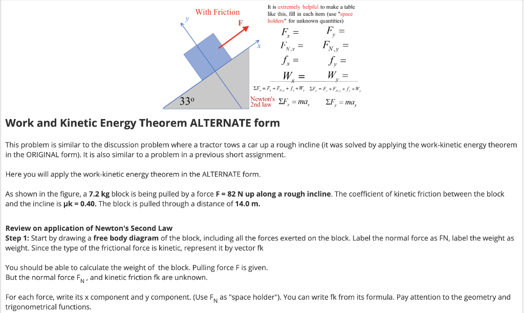 Solved With Friction F ע It Is Extremely Helpful To Make A Chegg Com