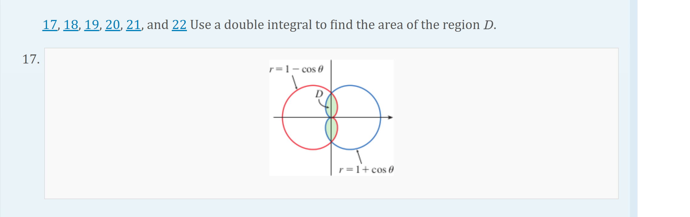 Solved 17,18,19,20,21, and 22 Use a double integral to find | Chegg.com