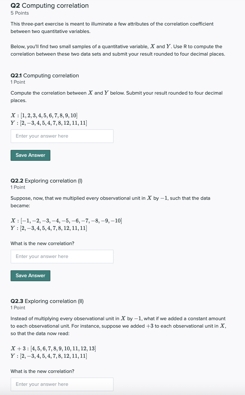 Solved Q2.4 Exploring correlation (III) 1 Point Finally, | Chegg.com