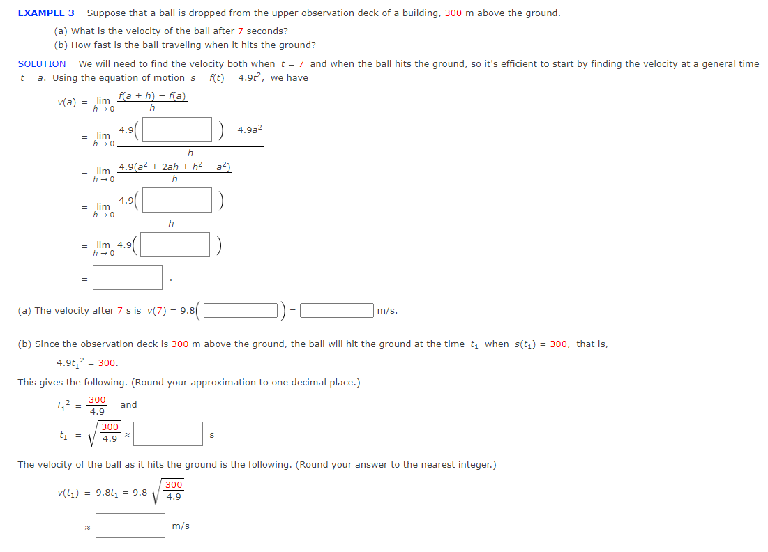 Solved EXAMPLE 3 Suppose that a ball is dropped from the | Chegg.com