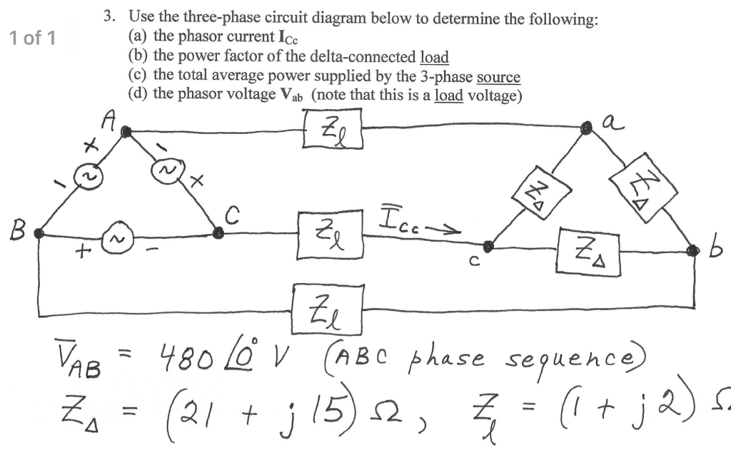 Solved 1 Of 1 3. Use The Three-phase Circuit Diagram Below | Chegg.com