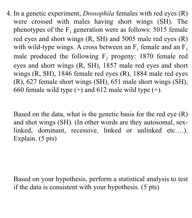 Solved 4. In A Genetic Experiment, Drosophila Females With | Chegg.com