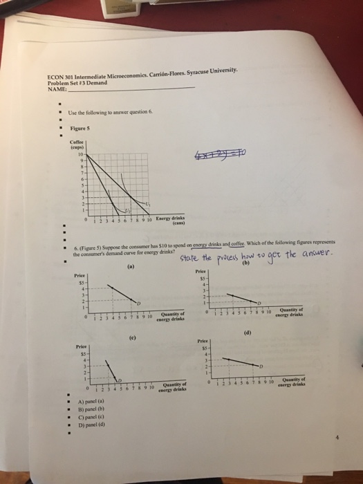Solved ECON 301 Intermediate Microeconomics. Carrióm-Flores 