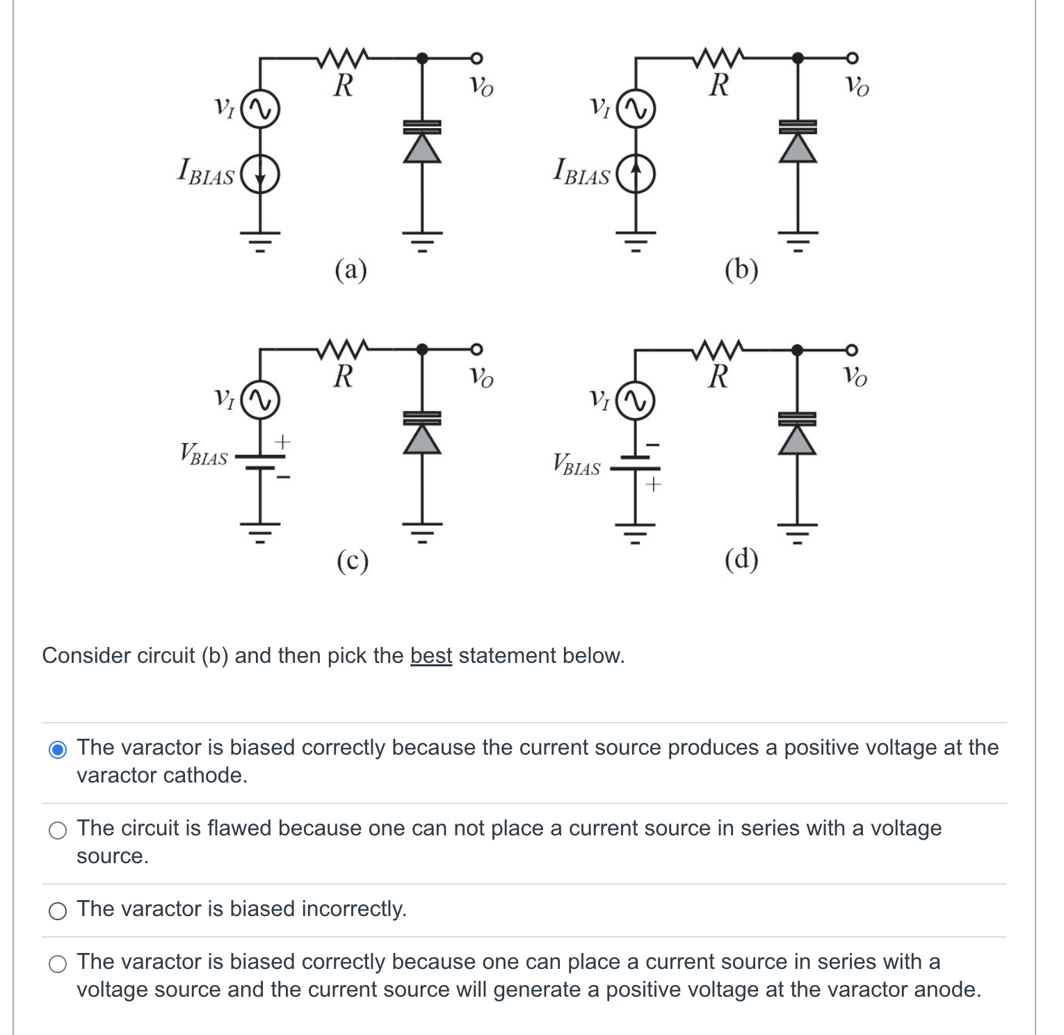 Solved A varactor has a capacitance of 55pF at a bias