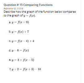 Solved Question # 15 Comparing Functions Reference . 11518 | Chegg.com