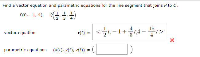 Solved Find a vector equation and parametric equations for | Chegg.com