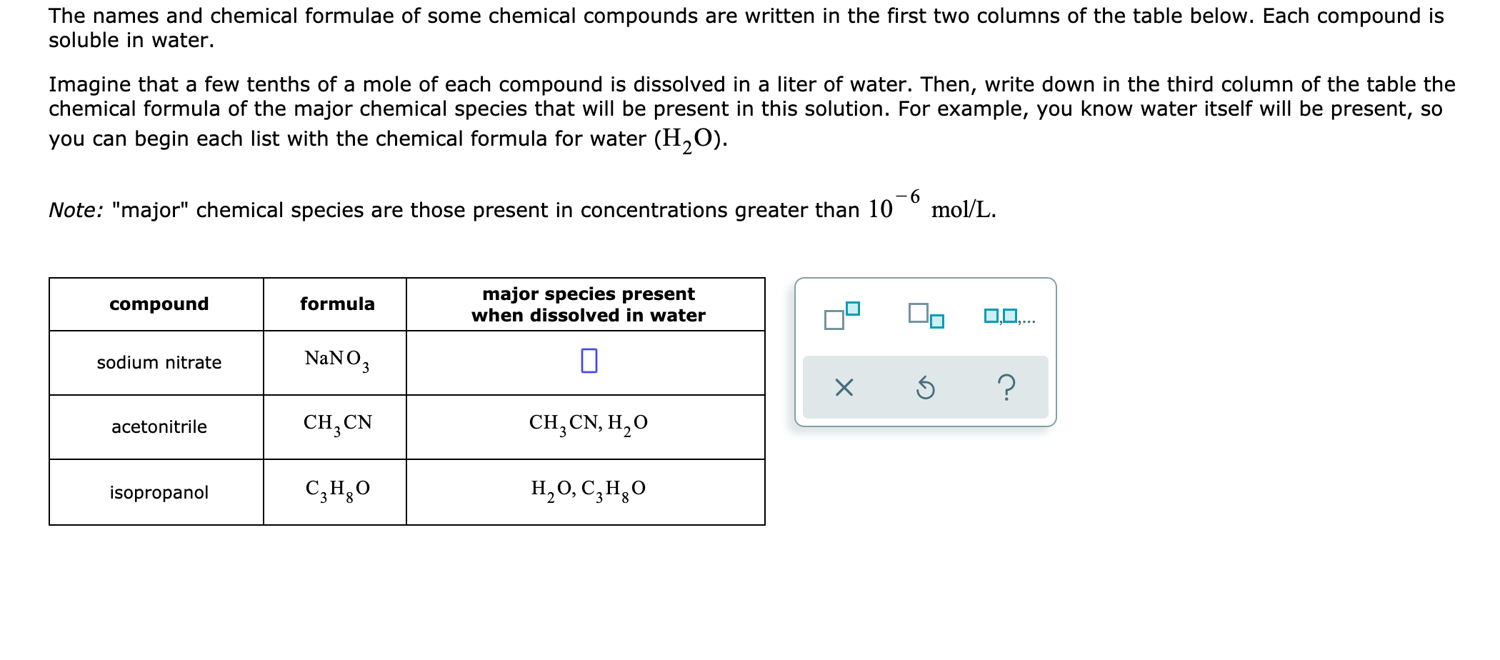 Solved The names and chemical formulae of some chemical