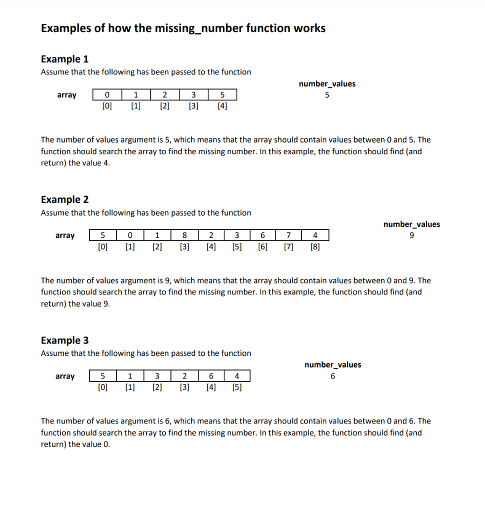 Solved Missing Number Overview For this daily, write a | Chegg.com