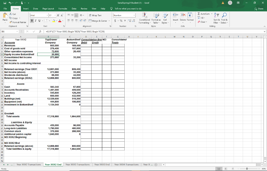 SerialSpring215tudent [1] - Excel File Home Insert | Chegg.com