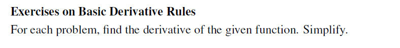Solved Exercises on Basic Derivative Rules For each problem, | Chegg.com