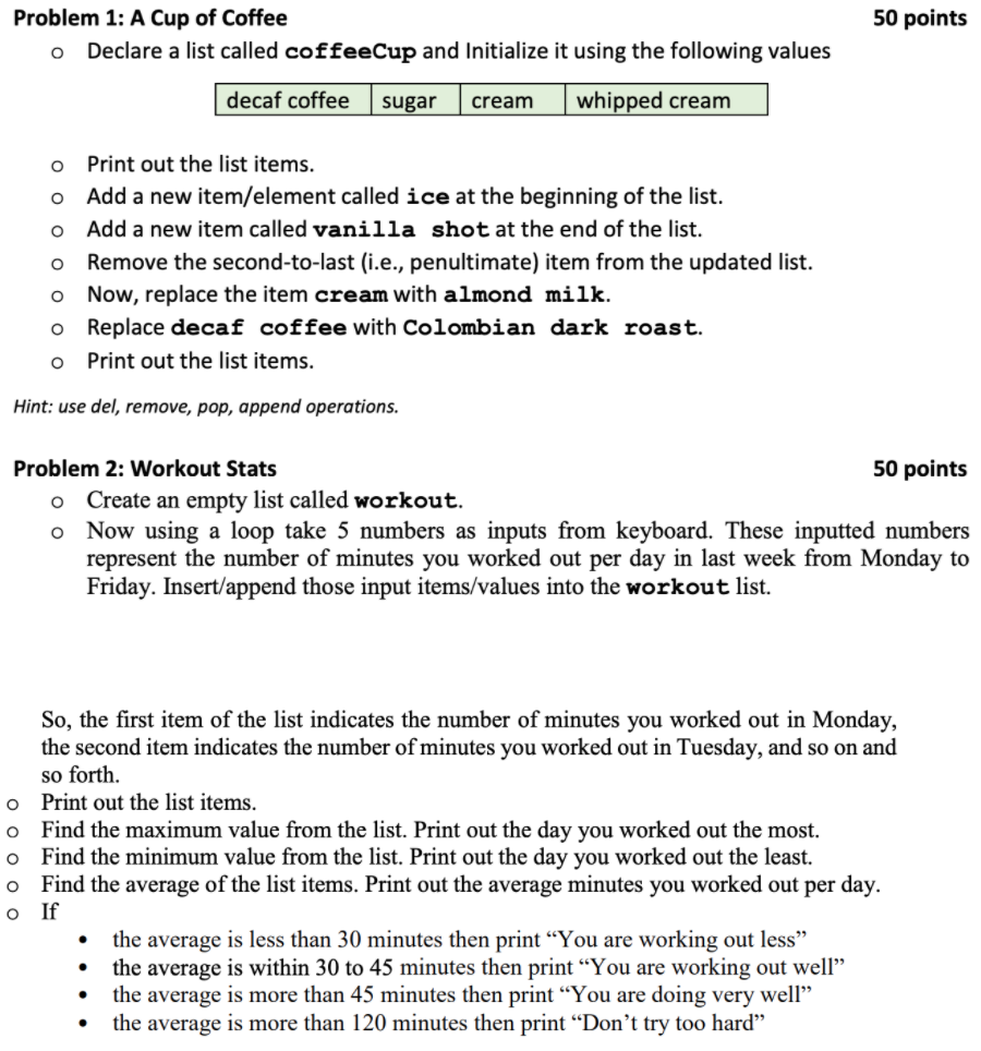 Solved Solve the following code in Python please! Problem 1: | Chegg.com