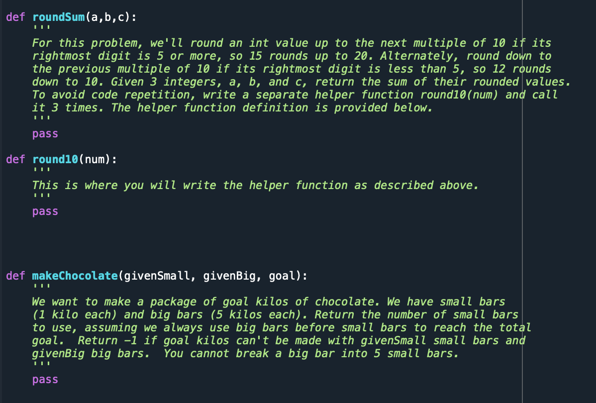 Solved def roundSum(a,b,c): For this problem, we'll round an | Chegg.com