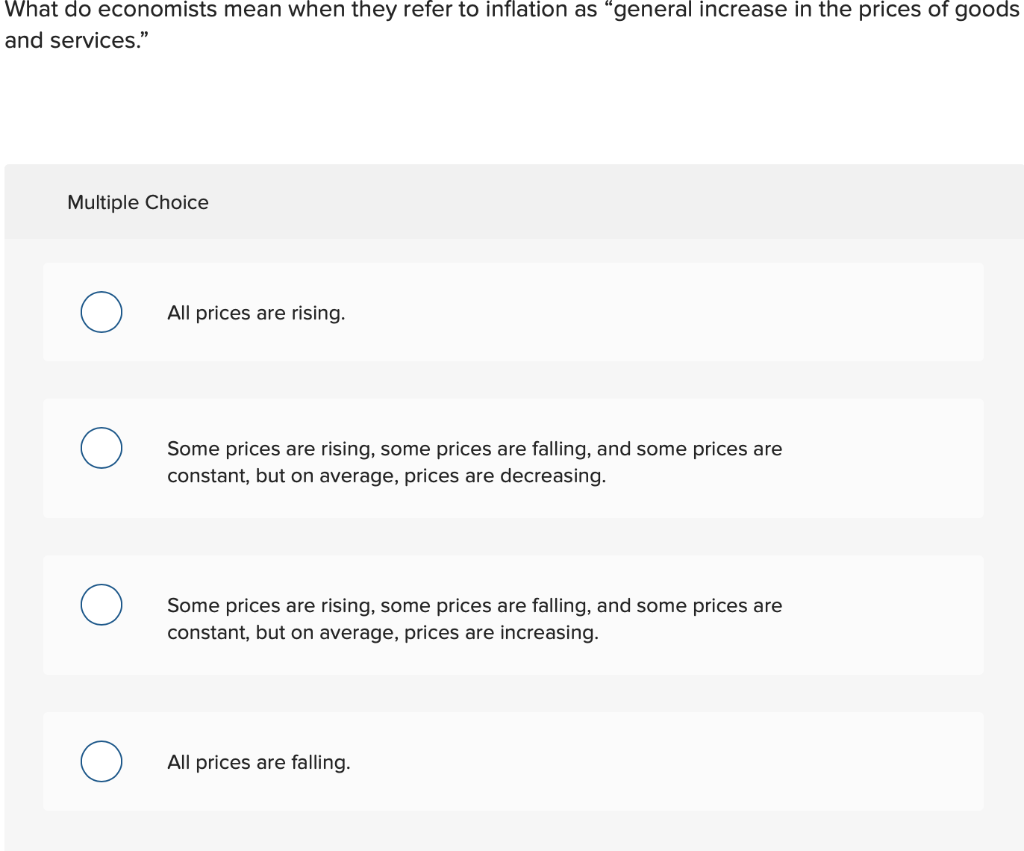 Solved What do economists mean when they refer to inflation Chegg com