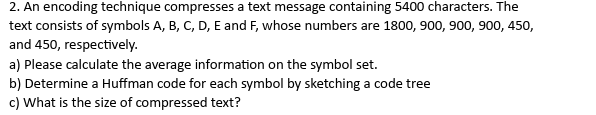 Solved 2. An encoding technique compresses a text message | Chegg.com