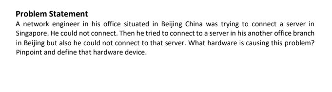 Solved Problem Statement A network engineer in his office | Chegg.com