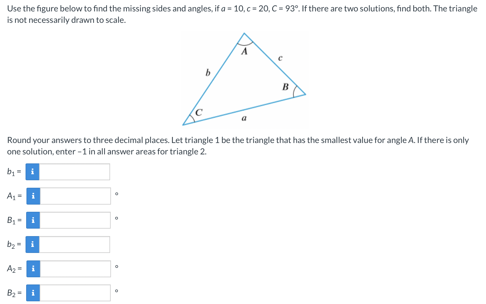 Solved Use the figure below to find the missing sides and | Chegg.com