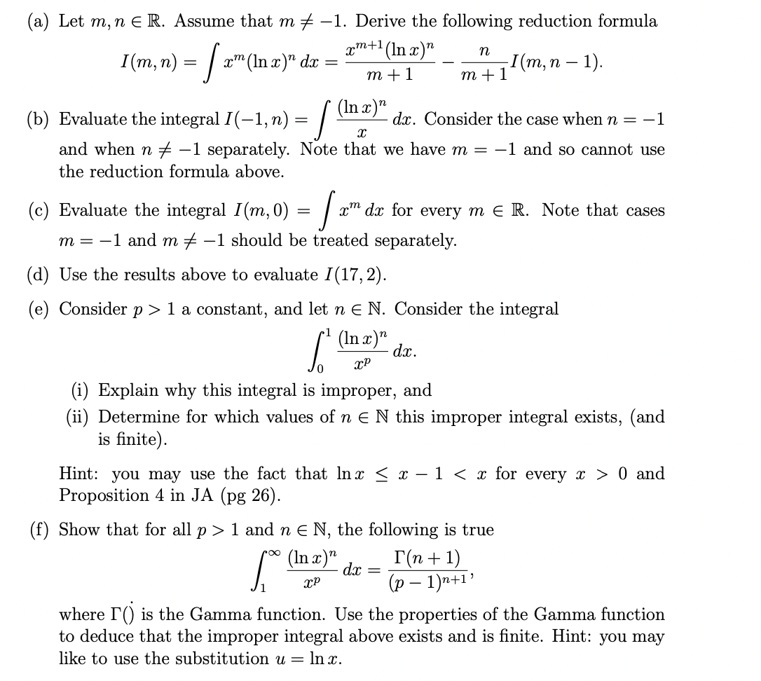 Solved (a) Let m,n∈R. Assume that m =−1. Derive the | Chegg.com