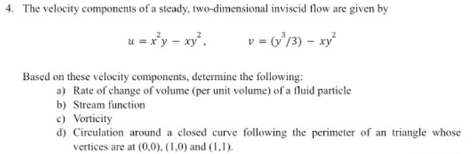 Solved The velocity components of a steady, two-dimensional | Chegg.com