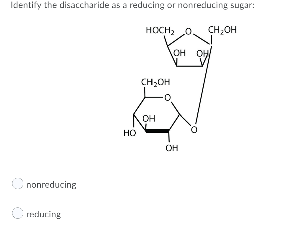 Solved Identify the disaccharide as a reducing or | Chegg.com