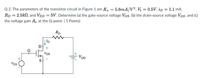 Solved Q 2. The parameters of the transistor circuit in | Chegg.com
