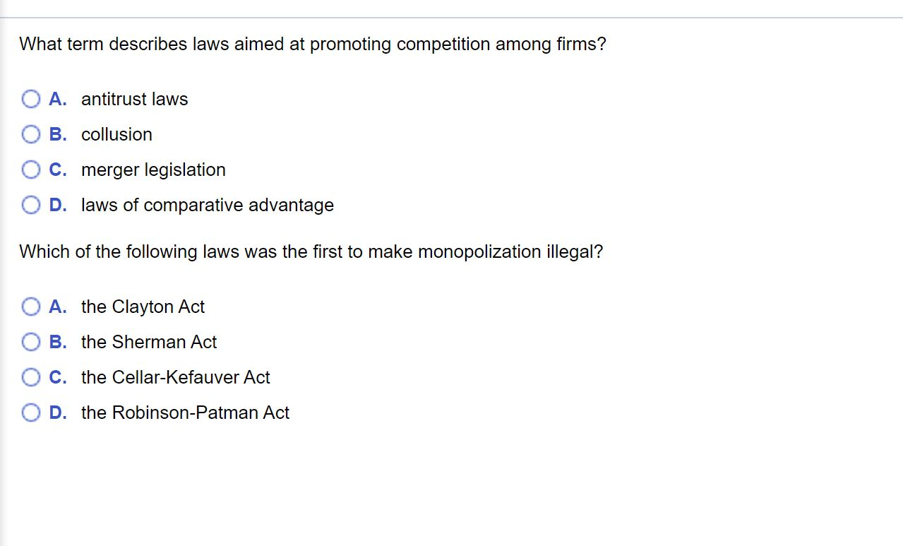 Solved What Term Describes Laws Aimed At Promoting | Chegg.com