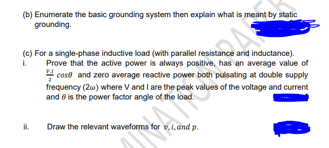 Solved (b) ﻿Enumerate the basic grounding system then | Chegg.com